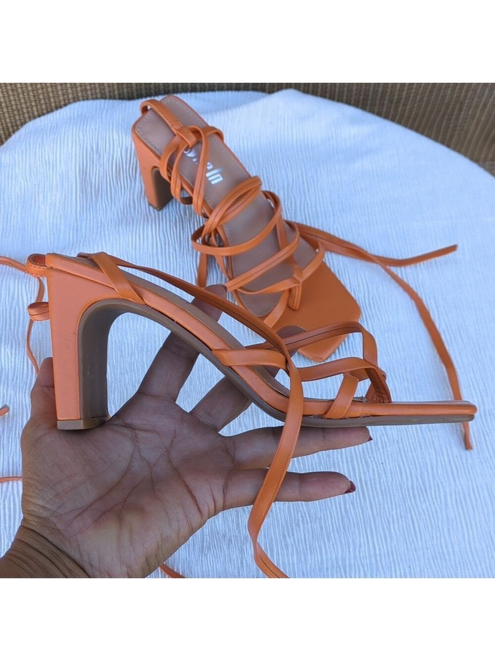 Shein Orange Lace Up Shoes Size 6 - Picture 4 of 9